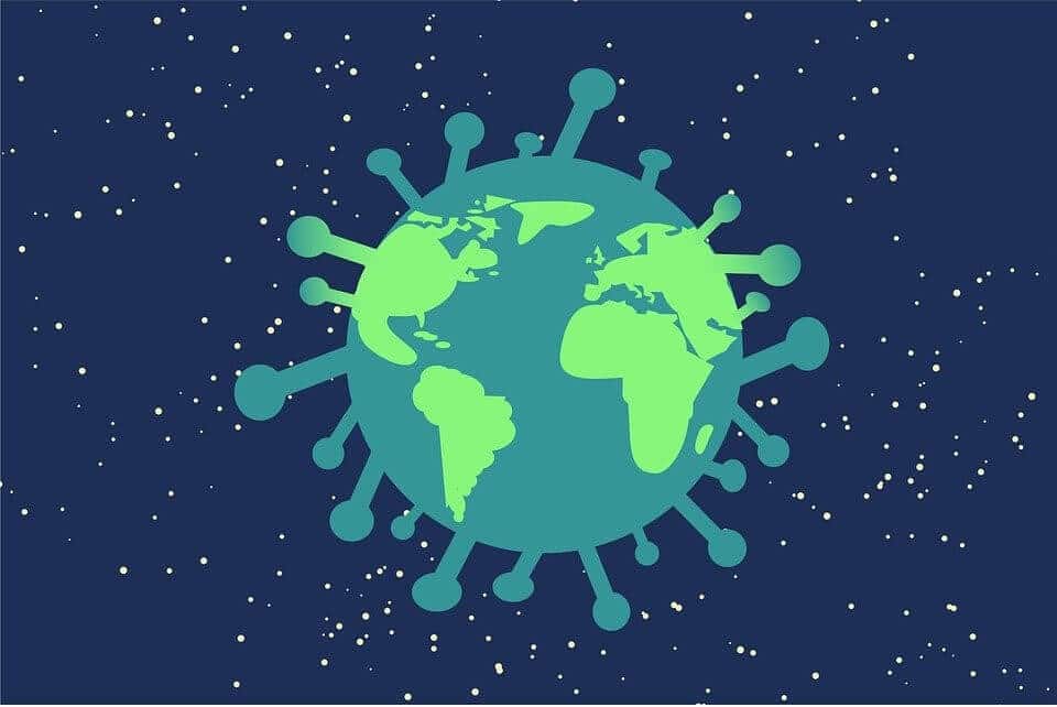 dessin de la terre en forme de coronavirus
